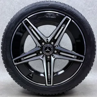 Original Mercedes W206 C Klasse 18 Zoll 5-Doppelspeichen-Rad Winter + RDKS A2064011700 Schwarz Glanzgedreht Neu - Bild 4