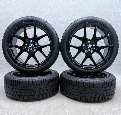 Background image for Original BMW 1er F40 BMW 2er Gran Coupé F44 18 Zoll Styling M554 Winterräder + RDKS 36118092354 Schwarz Hochglanz NEU