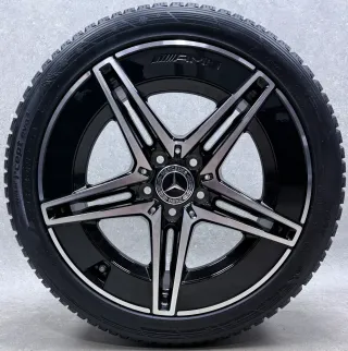 Original Mercedes W206 C Klasse 18 Zoll 5-Doppelspeichen-Rad Winter + RDKS A2064011700 Schwarz Glanzgedreht Neu - Bild 2